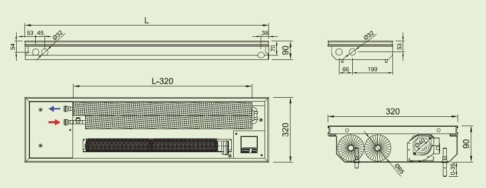 Ventiloconvector de pardoseala ingropat ISAN ACTIV FLT20-09 1600